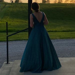 Forest green ball gown prom dress